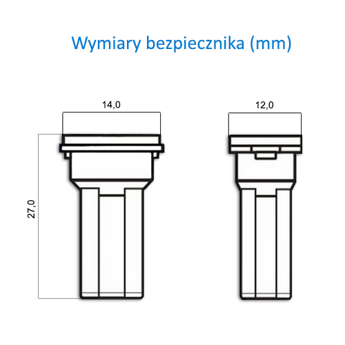 Bezpiecznik Jap Val mini female 14 wymiary
