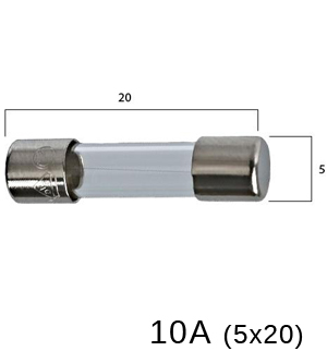 Bezpiecznik szklany 10A (5x20) wymiary